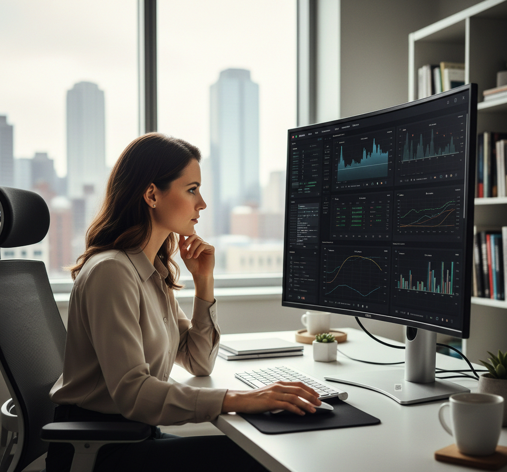 Panel de métricas vinculadas a la implementación de sistemas financieros y analíticos